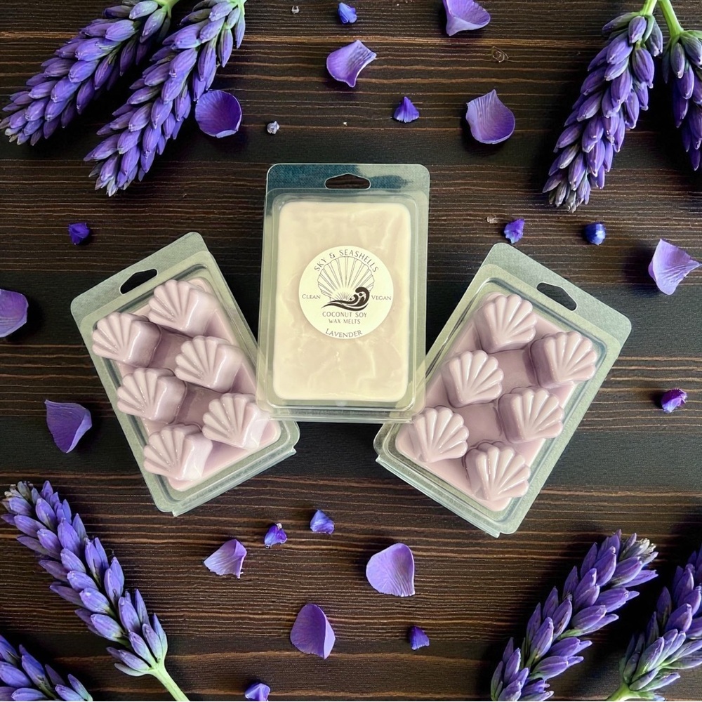 Hand Crafted “Lavender” Scented Wax Melts - Coconut Soy Wax - Seashells